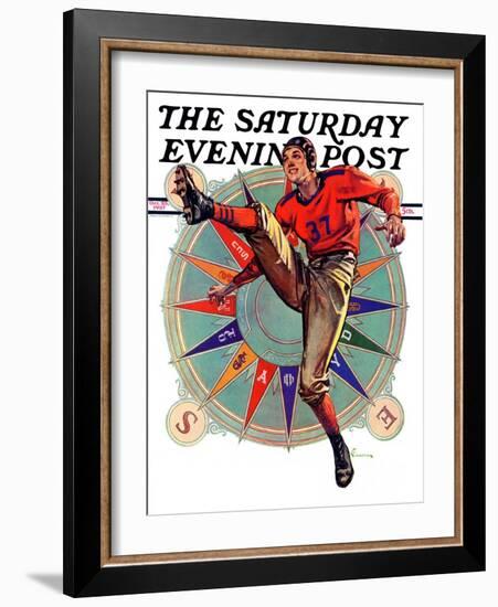 "Kickoff," Saturday Evening Post Cover, October 23, 1937-Elbert Mcgran Jackson-Framed Giclee Print