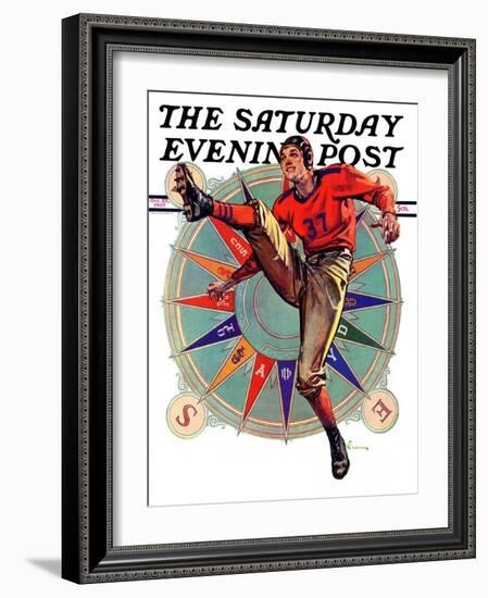 "Kickoff," Saturday Evening Post Cover, October 23, 1937-Elbert Mcgran Jackson-Framed Giclee Print