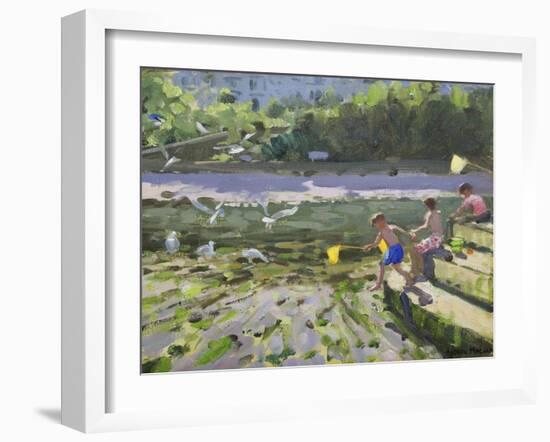 Kids and Seagulls, Looe , 2013-Andrew Macara-Framed Giclee Print