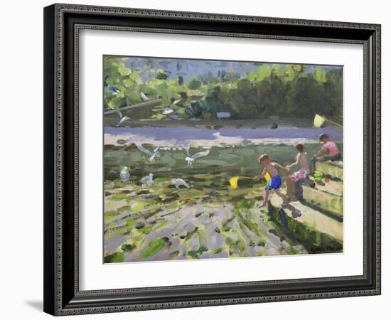 Kids and Seagulls, Looe , 2013-Andrew Macara-Framed Giclee Print