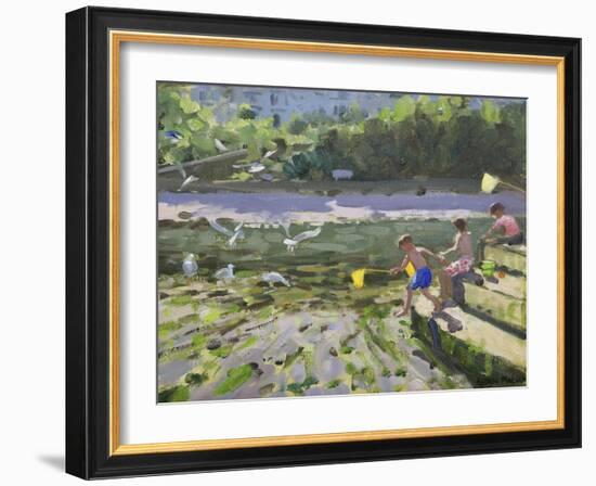 Kids and Seagulls, Looe , 2013-Andrew Macara-Framed Giclee Print