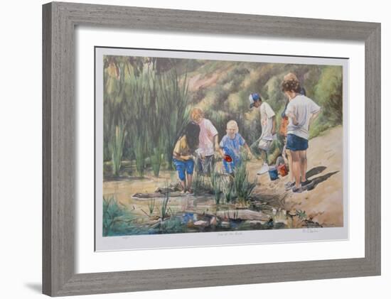 Kids at the Beach-Neville Clarke-Framed Collectable Print