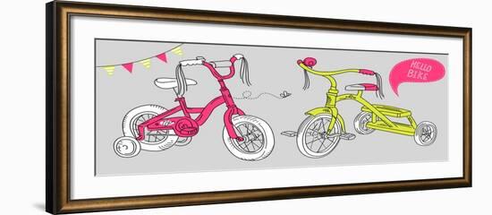 Kids Bicycles, a Girls Bike and a Tricycle-Alisa Foytik-Framed Art Print