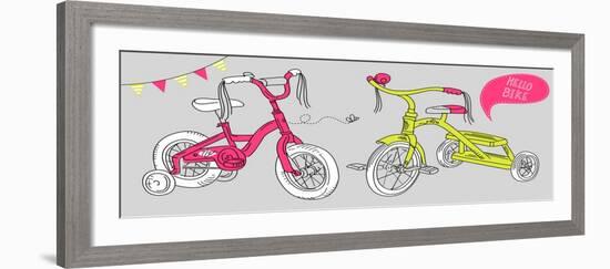 Kids Bicycles, a Girls Bike and a Tricycle-Alisa Foytik-Framed Art Print