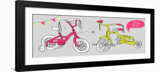 Kids Bicycles, a Girls Bike and a Tricycle-Alisa Foytik-Framed Art Print