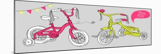 Kids Bicycles, a Girls Bike and a Tricycle-Alisa Foytik-Mounted Art Print