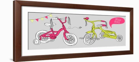 Kids Bicycles, a Girls Bike and a Tricycle-Alisa Foytik-Framed Art Print