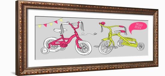 Kids Bicycles, a Girls Bike and a Tricycle-Alisa Foytik-Framed Art Print