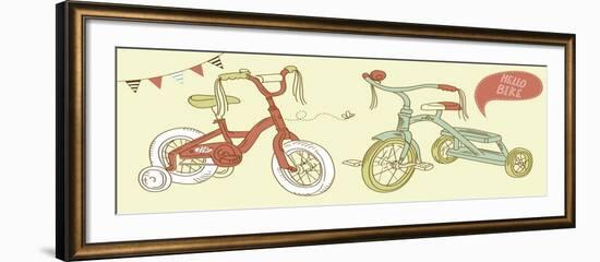 Kids Bicycles, a Girls Bike and a Tricycle-Alisa Foytik-Framed Art Print