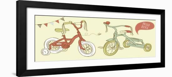 Kids Bicycles, a Girls Bike and a Tricycle-Alisa Foytik-Framed Art Print