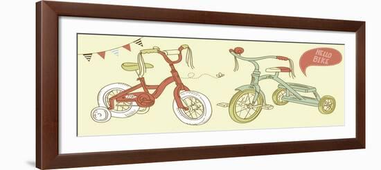 Kids Bicycles, a Girls Bike and a Tricycle-Alisa Foytik-Framed Art Print