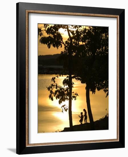 Kids Fishing at Sunset-Gayle Harper-Framed Photographic Print