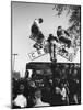 Kids Hanging on Crossbars of Railroad Crossing Signal to See and Hear Richard M. Nixon Speak-Carl Mydans-Mounted Photographic Print