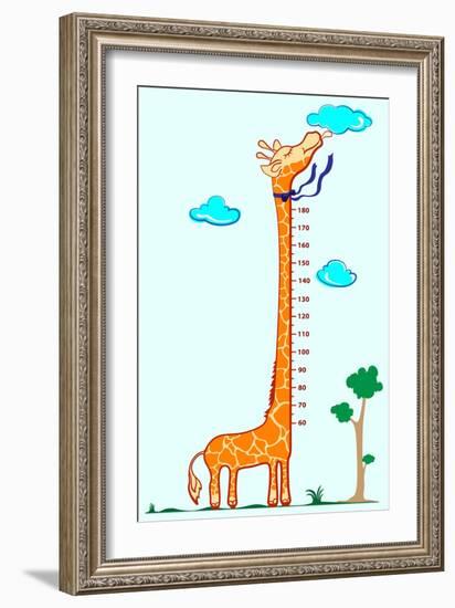 Kids Height Scale in Giraffe Vector Illustration-Roberto Chicano-Framed Art Print