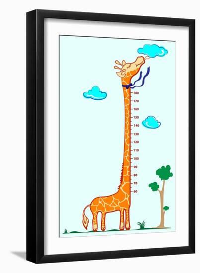 Kids Height Scale in Giraffe Vector Illustration-Roberto Chicano-Framed Art Print
