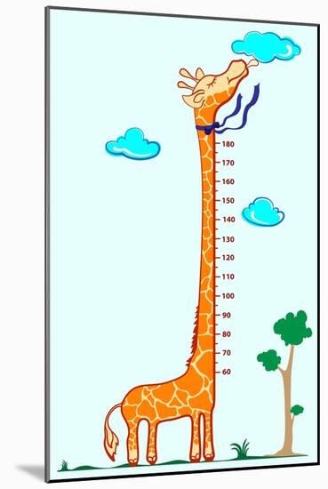 Kids Height Scale in Giraffe Vector Illustration-Roberto Chicano-Mounted Art Print