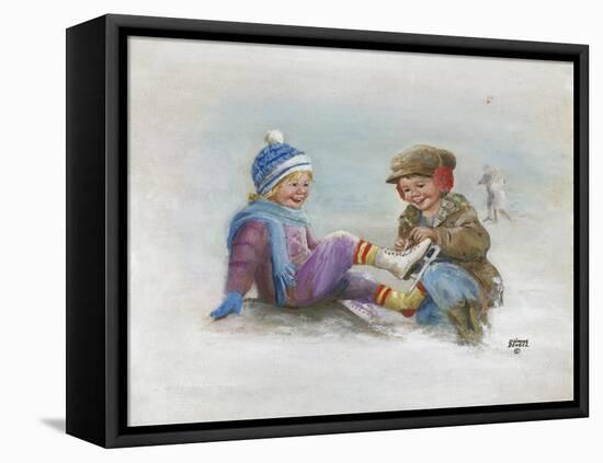 Kids Ice Skating-Dianne Dengel-Framed Premier Image Canvas