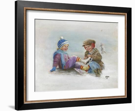 Kids Ice Skating-Dianne Dengel-Framed Giclee Print