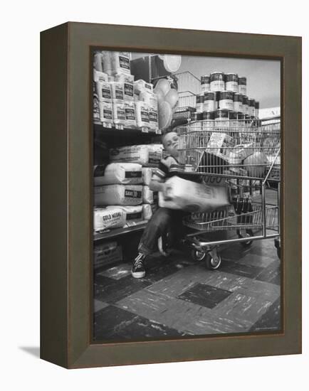 Kids in Supermarket, Experiment by Kroger Food Foundation, Children Let Loose in Kroger Supermarket-Francis Miller-Framed Premier Image Canvas