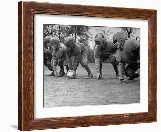 Kids Lining up Like Line Men Ready to Play-Wallace Kirkland-Framed Photographic Print