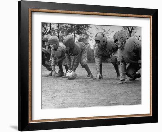 Kids Lining up Like Line Men Ready to Play-Wallace Kirkland-Framed Photographic Print