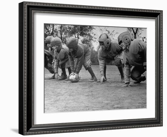 Kids Lining up Like Line Men Ready to Play-Wallace Kirkland-Framed Photographic Print