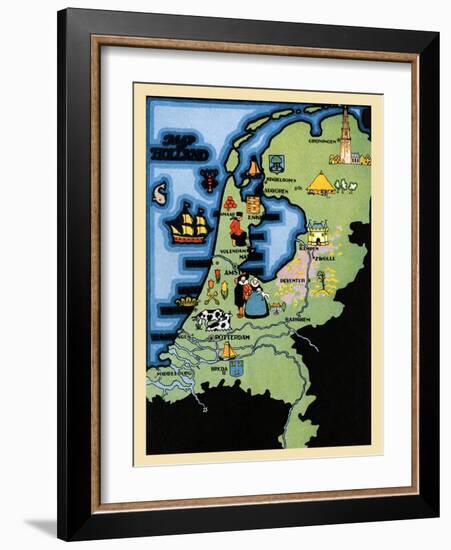 Kids Map Of Holland-Maud & Miska Petersham-Framed Art Print