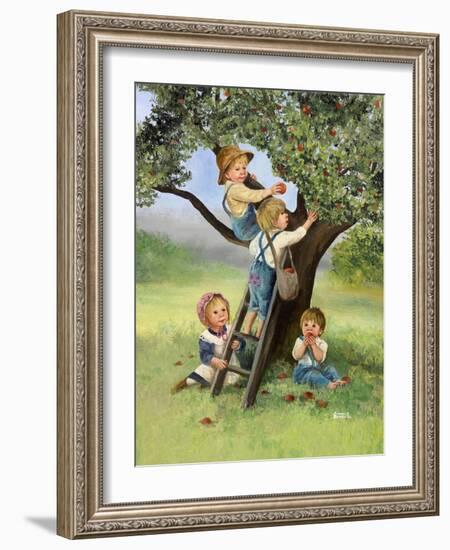 Kids Picking Apples-Dianne Dengel-Framed Giclee Print