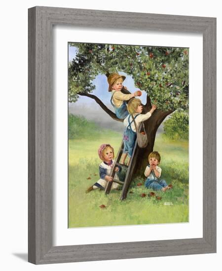 Kids Picking Apples-Dianne Dengel-Framed Giclee Print