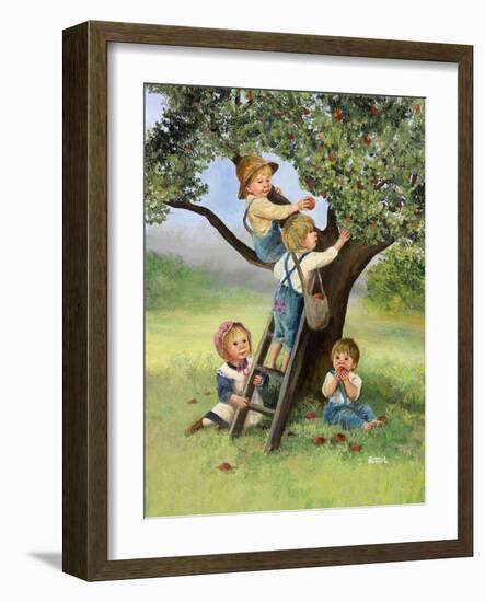 Kids Picking Apples-Dianne Dengel-Framed Giclee Print