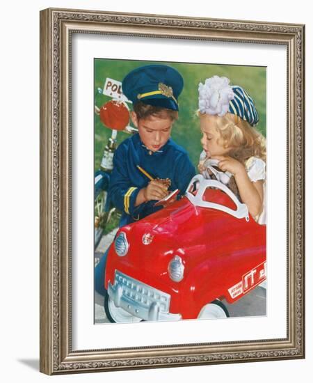 Kids Playing Cops-null-Framed Art Print
