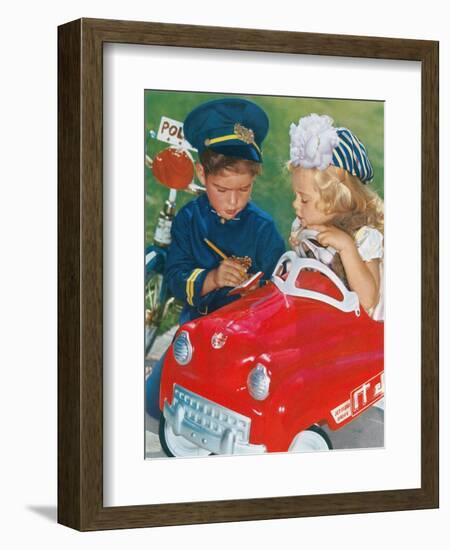 Kids Playing Cops-null-Framed Art Print