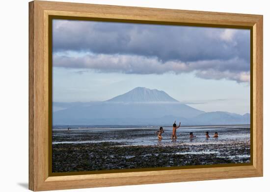 Kids Playing in the Water on the Coast of Bali-Alex Saberi-Framed Premier Image Canvas