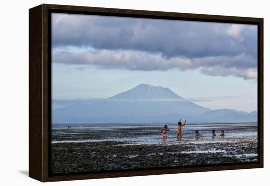 Kids Playing in the Water on the Coast of Bali-Alex Saberi-Framed Premier Image Canvas