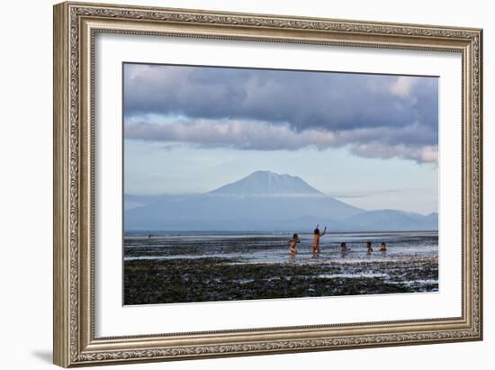 Kids Playing in the Water on the Coast of Bali-Alex Saberi-Framed Photographic Print