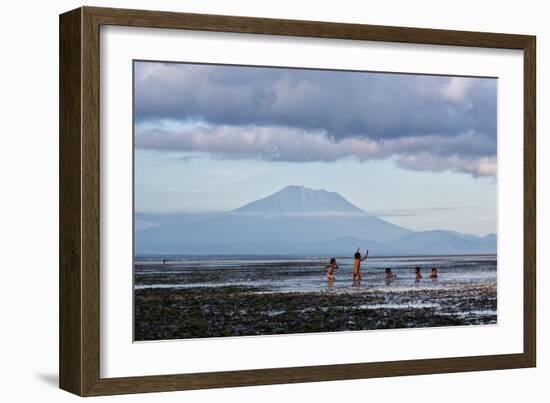 Kids Playing in the Water on the Coast of Bali-Alex Saberi-Framed Photographic Print