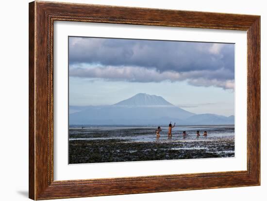 Kids Playing in the Water on the Coast of Bali-Alex Saberi-Framed Photographic Print
