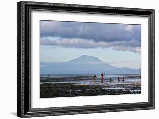 Kids Playing in the Water on the Coast of Bali-Alex Saberi-Framed Photographic Print