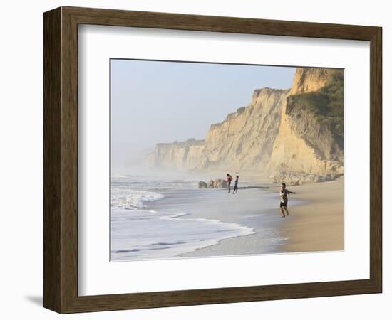 Kids Playing on Beach, Santa Cruz Coast, California, USA-Tom Norring-Framed Photographic Print