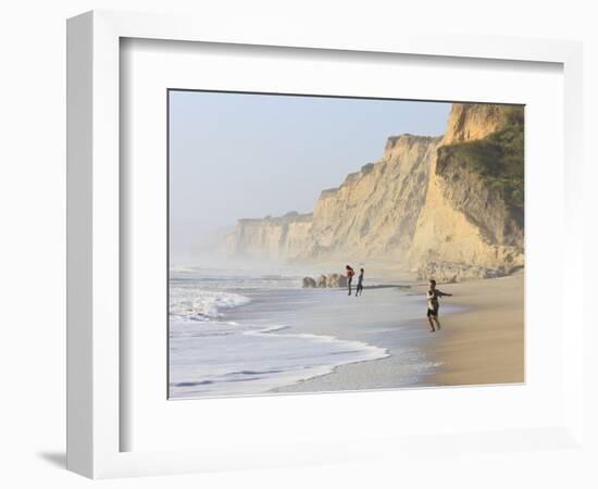 Kids Playing on Beach, Santa Cruz Coast, California, USA-Tom Norring-Framed Photographic Print