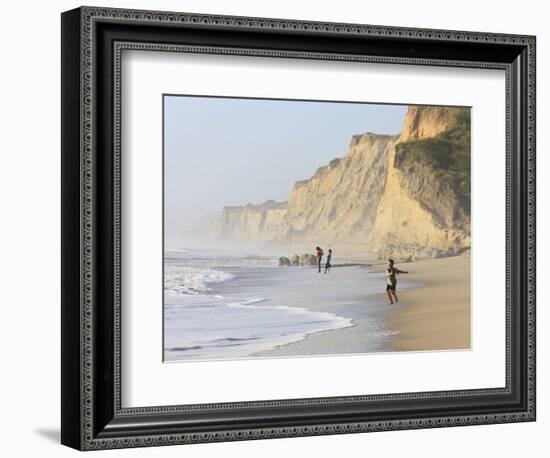 Kids Playing on Beach, Santa Cruz Coast, California, USA-Tom Norring-Framed Photographic Print