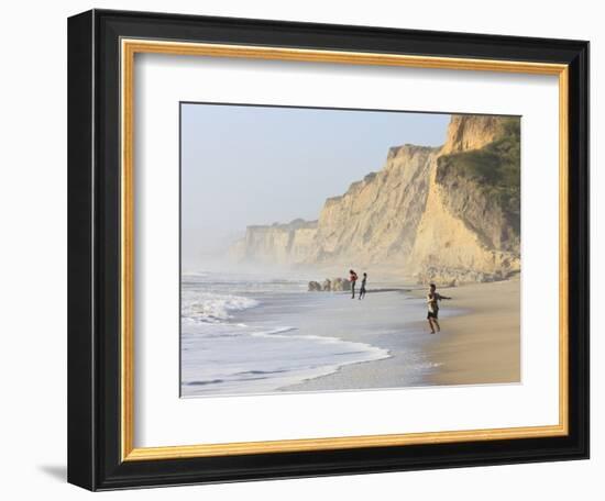 Kids Playing on Beach, Santa Cruz Coast, California, USA-Tom Norring-Framed Photographic Print