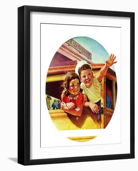 "Kids Riding Trolley," July 20, 1940-Frances Tipton Hunter-Framed Giclee Print