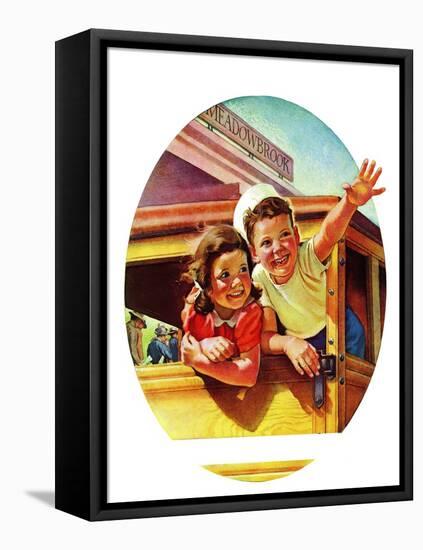 "Kids Riding Trolley," July 20, 1940-Frances Tipton Hunter-Framed Premier Image Canvas