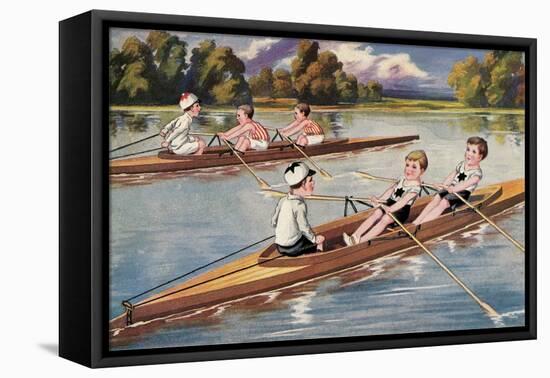 Kids Rowing-null-Framed Stretched Canvas