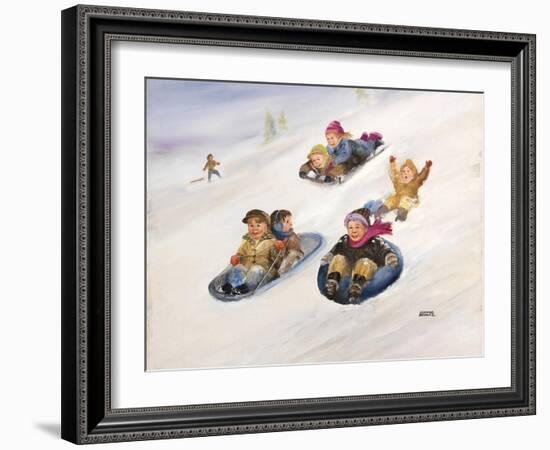 Kids Sledding-Dianne Dengel-Framed Giclee Print