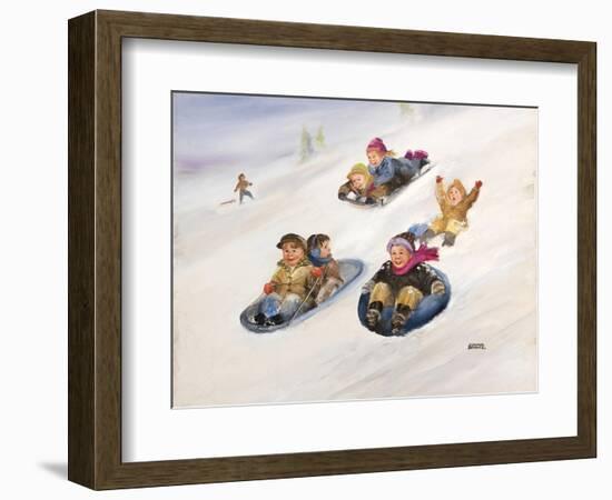 Kids Sledding-Dianne Dengel-Framed Giclee Print