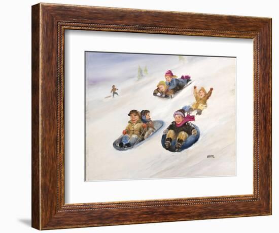 Kids Sledding-Dianne Dengel-Framed Giclee Print