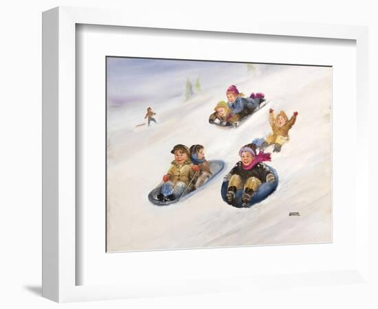 Kids Sledding-Dianne Dengel-Framed Giclee Print