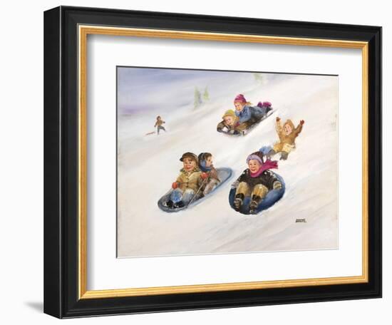 Kids Sledding-Dianne Dengel-Framed Giclee Print